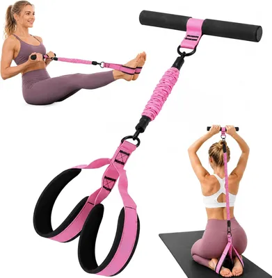 Produktbild von Multifunktionales Zugseil mit Pedal-Widerstandsbändern und Griffen, Fußpedal für Sit-ups und Training zu Hause, für Frauen