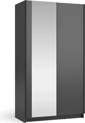 Image de Armoire LYSIA 100 cm noir mat – 2 portes coulissantes avec miroir