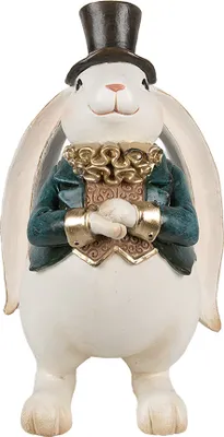 Immagine prodotto di Clayre & Eef figura decorativa coniglio 14x13x23 cm bianco blu plastica