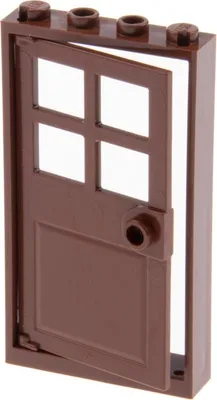 Produktbild von 1x Lego Tür Rahmen 1x4x6 rot braun Türblatt Oberlichter Fenster 60623 60596