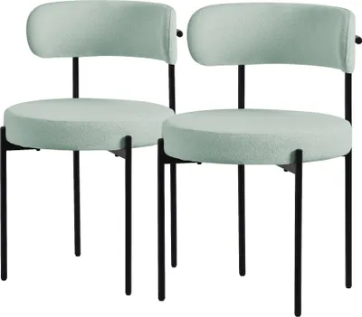 Produktbild von ML-Design Esszimmerstühle 2er Set, Küchenstuhl, aus Teddystoff Grün, Wohnzimmerstuhl mit Rückenlehne, Polsterstühle mit Metallbeinen, Loungesessel