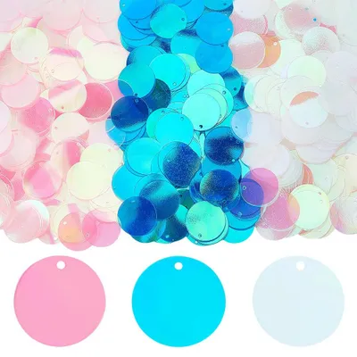 Irisierende Pailletten, 60 g, 3 Farben, rund, PVC, 19,5 mm