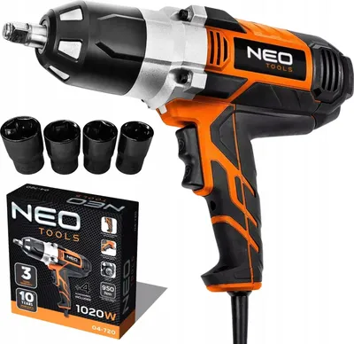 Obrázek produktu pro Rázový Utahovák 950 Nm 1020W 2 Rychlosti 1/2" + 4 Nástrčné Hlavice Pro Profesionální Použití