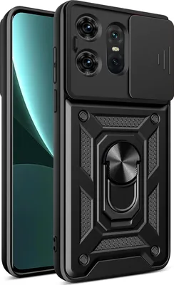 Produktbild von Hülle für Motorola Edge 50 Pro Magnetische Ring Ständer Halter Dia Kameraschutz TPU Bumper Silikon Schutzhülle Schwarz
