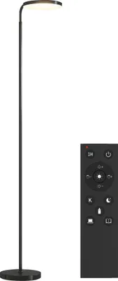 Produktbild von LED-Stehlampe mit magnetischer Fernbedienung, flexibel verstellbar, drehbar, Metall, Schwarz