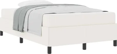 Image de Cadre de lit avec matelas Crème 120 x 190 cm tissu