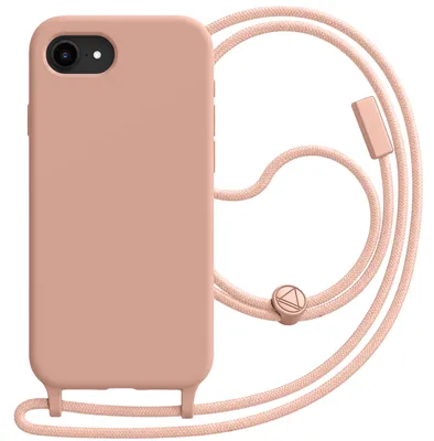 Obrázek produktu pro Avizar, silikonový kryt pro iPhone 17e s nastavitelným nylonovým řemínkem, barva: šampaňové růžová