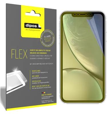 Produktbild von 3x Apple iPhone XR Schutzfolie Folie, 100% Displayabdeckung, dipos Flex