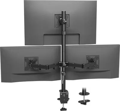 Immagine prodotto di Supporto da scrivania per tre monitor per schermi da 32 pollici - Sopporta fino a 10 kg - Regolazione completamente automatica in base all'utilizzo.