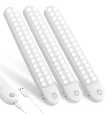 Obrázok produktu pre LED osvetlenie do skrine, 3 kusy, 12 LED, bezdrôtové, nabíateľné cez USB, magnetické, s detektorom pohybu