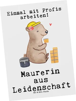 Produktbild von Mr. & Mrs. Panda Postkarte Maurerin Leidenschaft - Weiß - Geschenk, Postkarten, Ansichtskarte, einzelkarte, Grußkarte, Handwerkerin, Gesellenprüfung, Lustig, Spruch