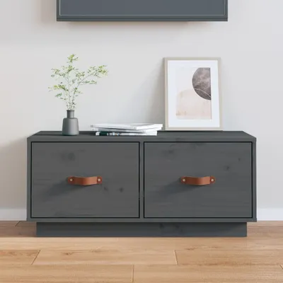 Produktbild von The Living Store TV-Schrank Grau 80x34x35 cm Massivholz Kiefer