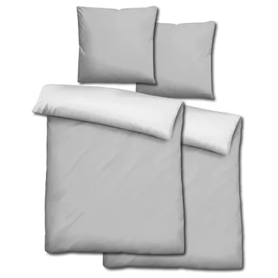 Produktbild von Doppelpack CloudComfort Basic Wendebettwäsche hellgrau/weiß 135 x 200 + 80 x 80 cm