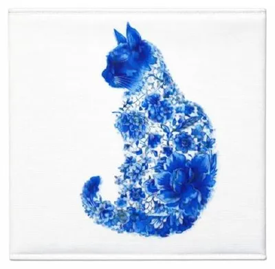 Produktbild von Prendi Home Aufbewahrungsbox 30x30x30 cm faltbar – Kinderzimmer Stoffbox Motiv Blau Katze