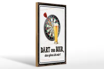 Produktbild von Holzschild  Dart und Bier gönn ich mir, 30x20 cm, Holzschilder Spruch Sport Hobby
