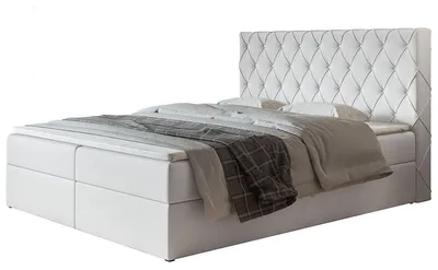 Produktbild von Boxspringbett Boston 180x200 mit Stauraum und Bonell-Matratze, Weiß