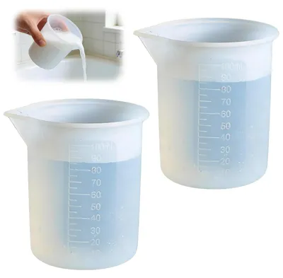 Zdjęcie produktu dla Silikonowe miarki, 100 ml, 2 sztuki, z podziałką, powłoka nieprzywierająca, odporne na wysokie temperatury