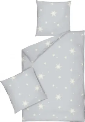 Produktbild von JACK by Dormisette Fein Biber Bettwäsche Stern Sterne Hellgrau Grau Weiß, Größe:240x220cm Bettwäsche
