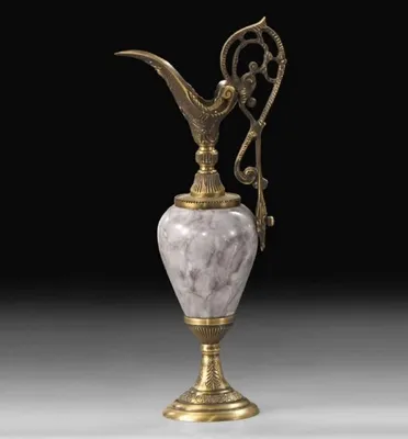 Produktbild von Casa Padrino Luxus Barock Vase in Weinkrug Form Antik Messing / Grau H. 37 cm - Barock Deko Accessoires