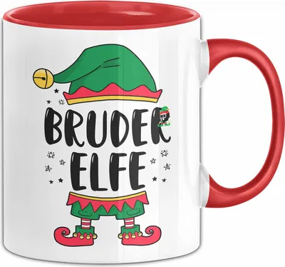 Produktbild von Bruder Elf Tasse Geschenk Familienfeier Weihnachten Lustige Geschenkidee Geburtstag Kaffee-Becher (Rot)