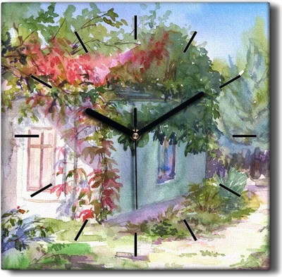 Produktbild von Coloray Hodiny Unikátní 30x30 cm  Tiché hodiny Pro obývací pokoj a kuchyň Nástěnné hodiny Plátno Černé ručičky hodin - dům na stromě