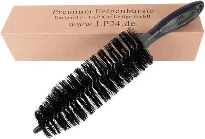 Image de Brosse pour jantes en aluminium 36 cm, souple, professionnelle, noire et grise