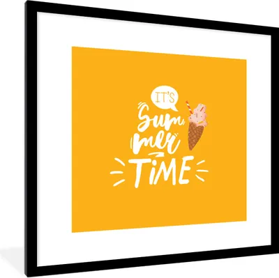 Produktbild von MuchoWow® Gerahmtes Poster Sommer - Eiscreme - Weiß 40x40 cm - Poster mit Schwarzem Bilderrahmen Wandposter Rahmen Foto Bilder - Poster - Plakat im Rahmen