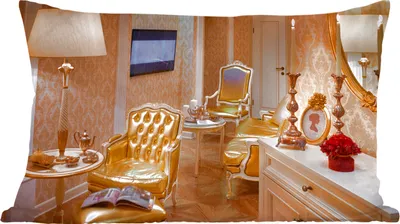 Produktbild von MuchoWow® Zierkissen Sofakissen Wohnzimmer Dekokissen 50x30 cm Wohnzimmer in einem goldenen Haus - Wohnzimmerdekoration - Polster mit Photo