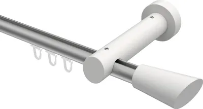 Produktbild von Interdeco Innenlaufstange / Gardinenstange mit Innenlauf Silbergrau / Weiß, Typ Talent Bero (Konus Schräge), 20 mm Ø 1-läufig, 320 cm