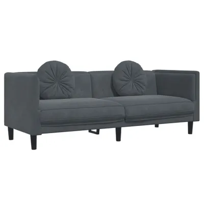 Produktbild von vidaXL Sofa mit Kissen 3-Sitzer Dunkelgrau Samt
