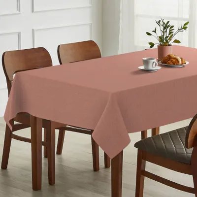 Produktbild von Tischdecke Leinen-Optik - MILA Premium Stoff-Tischtuch mit Beschichtung Tischwäsche Stoff-Tischdecke uni Rot 120x180cm mit Schnittkante