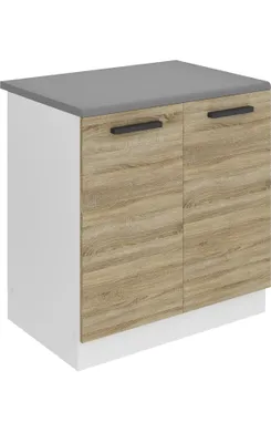 Produktbild von Belini Unterschrank Küche, Spülenunterschrank 80 cm Breite. SDZ Küchenunterschrank mit Arbeitsplatte. Spülenschrank mit 2 Türen, Sonoma-Eiche