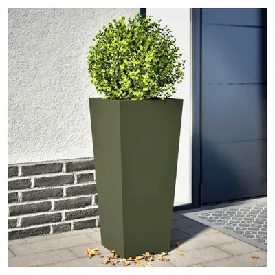 Produktbild von Pflanzkübel 2 Stück Olivgrün 35x35x75 cm Stahl