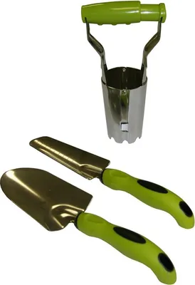 Produktbild von Blumenkelle Edelstahl Gartenwerkzeug Set 3tlg Blumenzwiebel Pflanzautomat 3tlg.