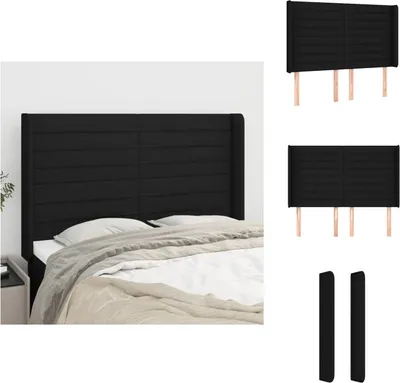 Produktbild von vidaXL Kopfteil mit Ohren Schwarz 147x16x118/128 cm Stoff -  Kopf- & Fußenden