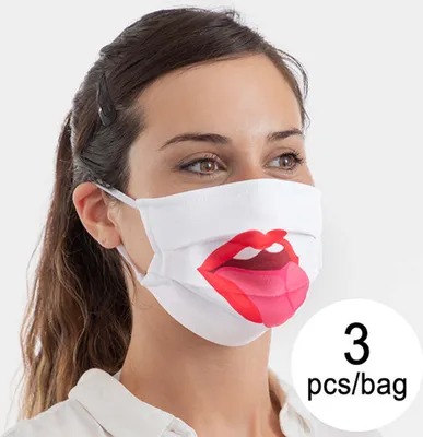 Produktbild von Wiederverwendbare Stoff-Hygienemaske Tongue Luanvi Größe M Packung mit 3 Einheiten
