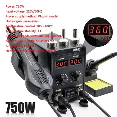 Produktbild von Heißluft- und Lötstation - B-8586D - 2-in-1 - 750 W - 220 V - Digitalanzeige - Konstante Temperatur - Elektronikreparatur