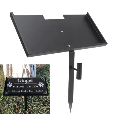 Produktbild von Grabtafel-Ständer aus Eisen – Wetterfest, matt, mit Abflussloch – Gedenktafel-Halterung für Verstorbene & Haustiere, einfache Montage