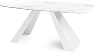 Obrázok produktu pre Jedálenský stôl Monte White v modernom štýle, obdĺžnikový stôl v bielom mramorovom vzhľade - rozťahovací od 160 cm do 200 cm, kovové nohy s práškovou povrchovou úpravou v bielej farbe - 160 x 80 cm - mramor biely