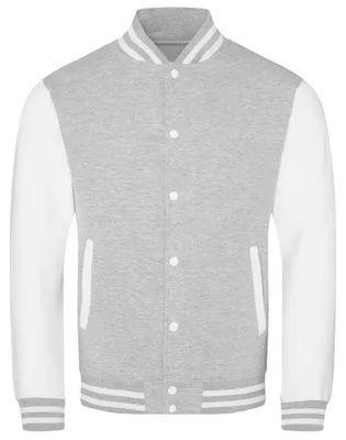 Produktbild von Awdis - Varsity-Jacke (US-College-Stil) für Herren/Damen Uni LT2112 (XXL) (Grau meliert/Weiß)