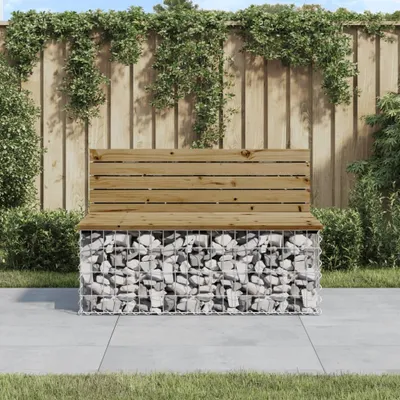 Produktbild von Ławka ogrodowa gabionowa 103x70x65 cm impregnowane drewno sosnowe