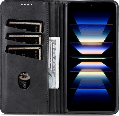 Produktbild von Leder Hülle für Samsung Galaxy A36 5G, Klapphüllen Brieftasche Magnetverschluss Ständer Schutzhülle Schwarz