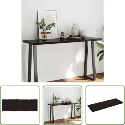 Immagine prodotto di The Living Store Piano del tavolo 140x50x(2-4) cm in legno massiccio trattato bordo albero