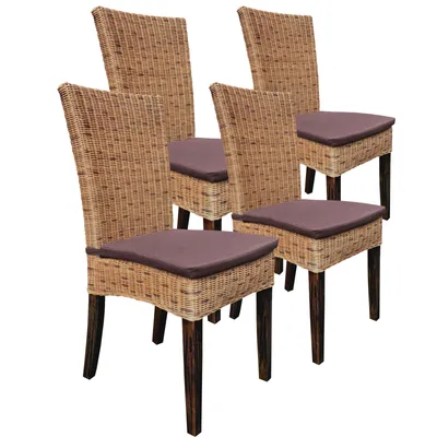 Produktbild von Esszimmer Stühle Rattanstühle Cardine 4 Stück cabana mit Sitzkissen