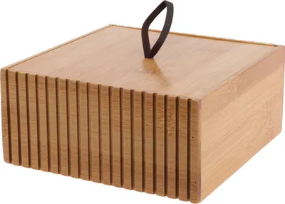 Zdjęcie produktu dla Pudełko do przechowywania BambooBox 15×15×7 cm - bambusowe, z pokrywką i pętelką