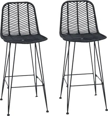 Image de Chaise de bar 2 pcs Noir 44,5 x 53 x 111 cm Rotin et métal