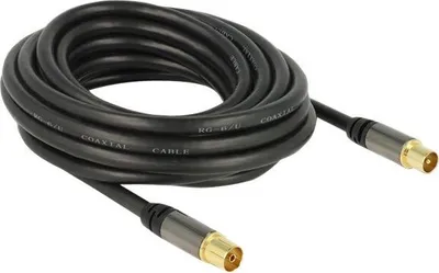 Productafbeelding van Delock - Antennekabel - IEC-connector mannelijk naar IEC-connector vrouwelijk - 5 meter - 85 dB - Zwart