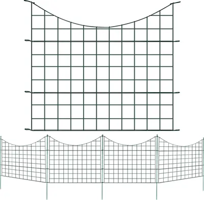 Produktbild von EINFEBEN Teichzaun Drahtzäune 22tlg set Gartenzaun, Gitterzaun mit 10 Zaunelemente und 12 Befestigungsstaeben, Freigehege, Gartenzaun, Tiergehege(10x Unterbogen)