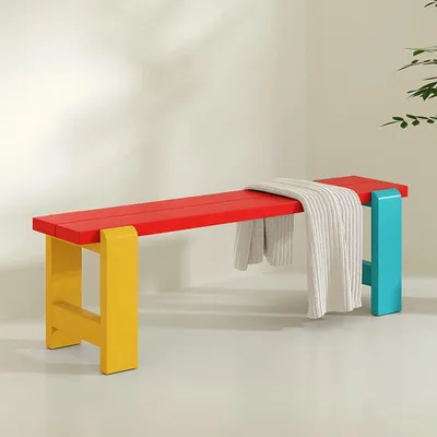 Produktbild von Essbank Schuhbank Haushocker Langbank Schuhhocker Esszimmerstuhl 60*23*45cm Rot Gelb Blau【CDCY1029】