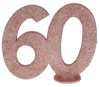 Produktbild von 60. Geburtstag roségold glitzer Tischdekoration 11x 10 cm Zahl 60